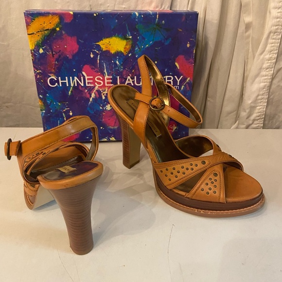 Chinese Laundry camel leather heels with ankle straps various sizes  all NIB - Picture 4 of 7